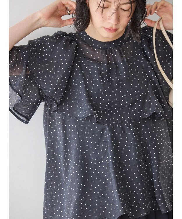 AMERICAN HOLIC 接触冷感シアーフリルブラウス Dot