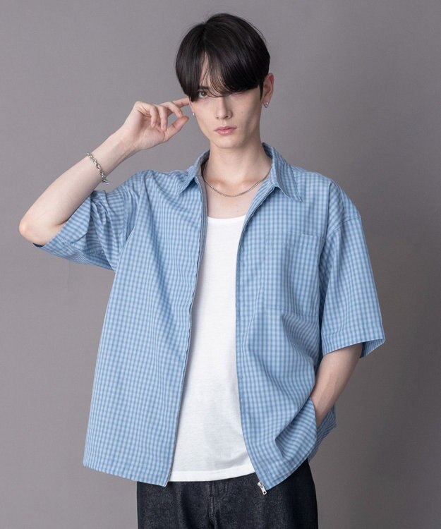 WEGO 【ユニセックス着用ITEM】ミニオンブレZIPシャツ（SS） ブルーチェック1