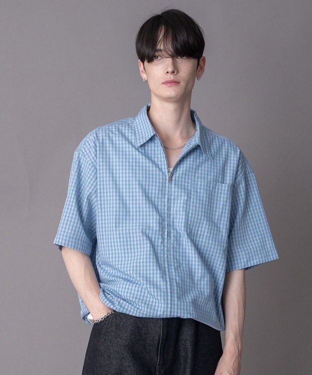 WEGO 【ユニセックス着用ITEM】ミニオンブレZIPシャツ（SS） ブルーチェック1