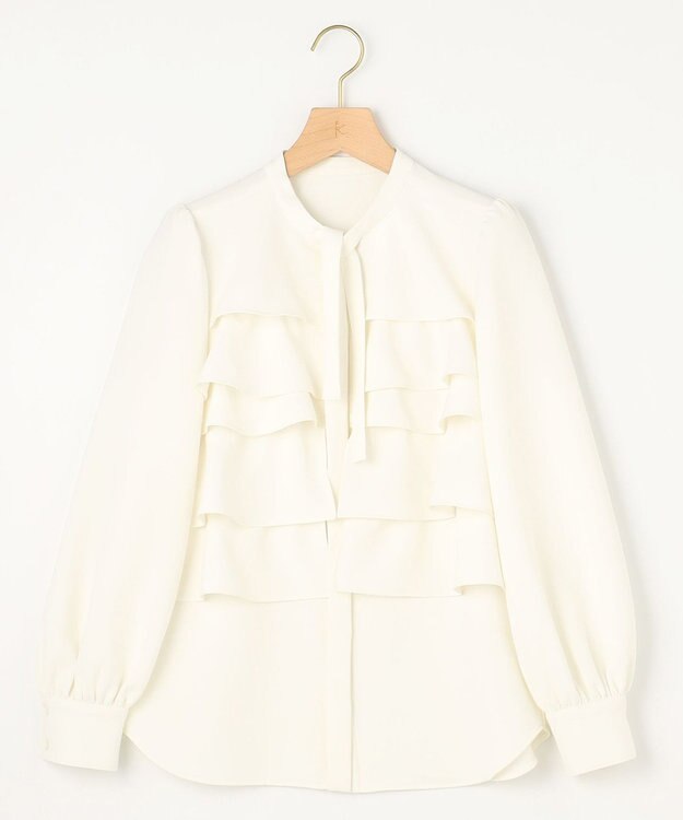 組曲 【KUMIKYOKU NAVY】コンフォータブルドレープ フリルブラウス パールホワイト系