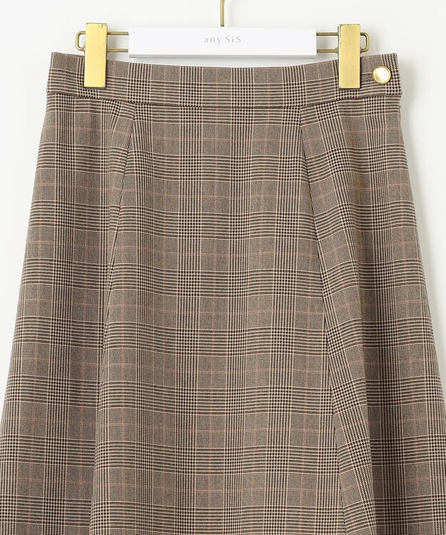 ANY SIS 【セットアップ対応】サーモ2WAYストレッチ スカート ブラウングレンチェック