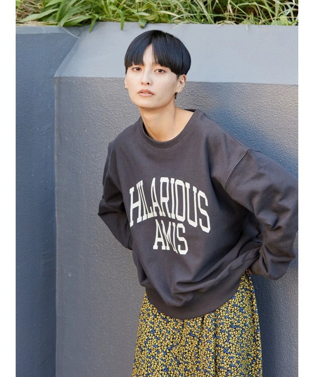 AMERICAN HOLIC ネップ裏毛ロゴスウェット Charcoal Gray