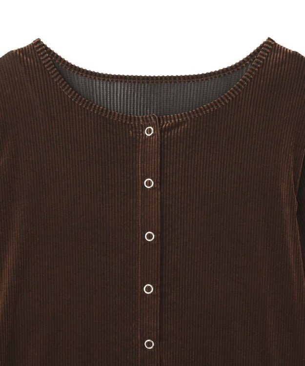 earth music&ecology フロッキーチュールカーディガン Brown