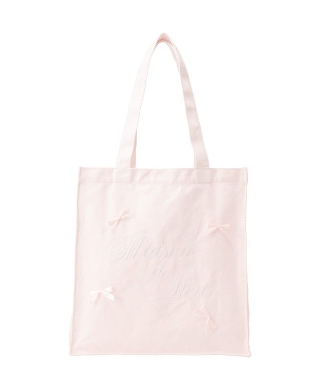 Maison de FLEUR リボンブランドロゴ刺繍スクエアトートバッグ Pink