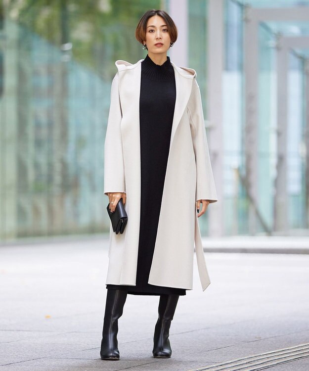 ICB L 【WEB限定カラーあり】 ソフトカシミヤミックス ハイネックワンピース ブラック系