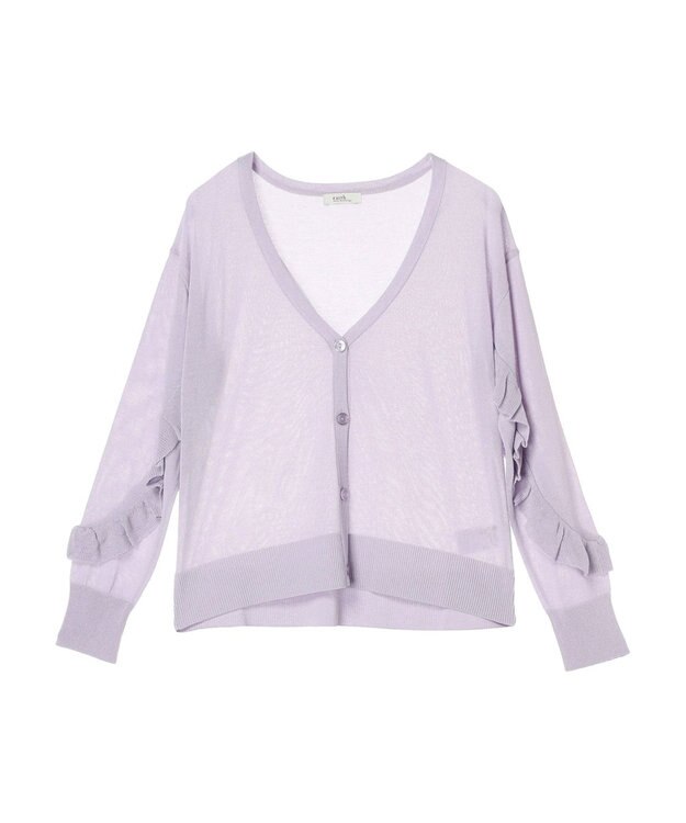 earth music&ecology 袖フリルシアーカーディガン Purple