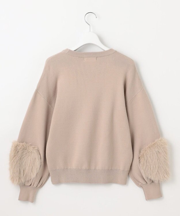 Feroux 【洗える】ファースリーブ ニットプルオーバー ベージュ系