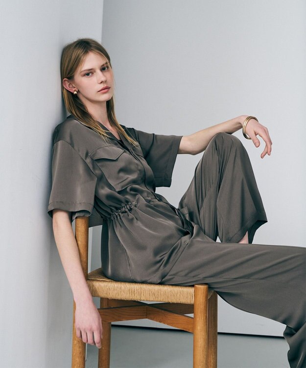 uncrave ライトダブルサテン シャツジャケット トープ