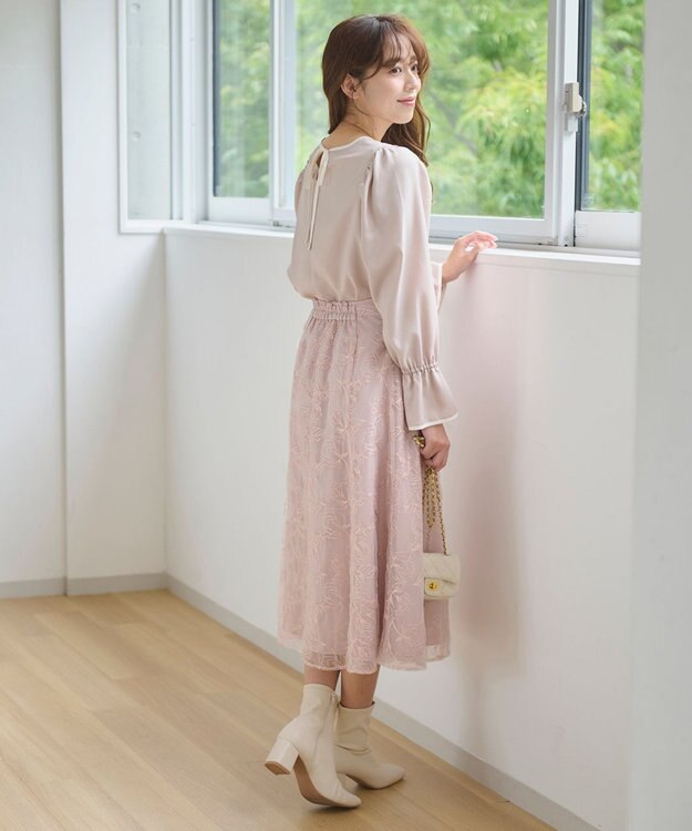 Feroux 【洗える】バイカラー ブラウス ベージュ系