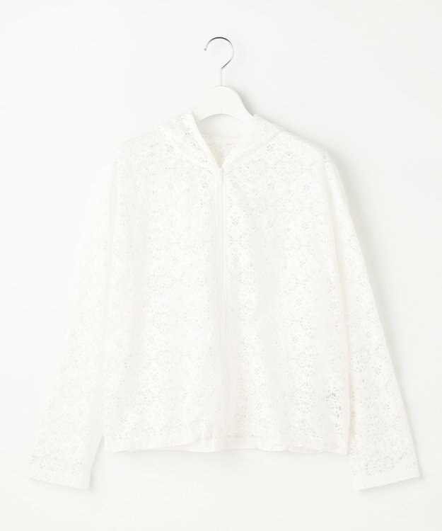 自由区 【WEB限定・1枚で華やぐ・旬スタイル】テクスチャーレーシージップ パーカー オフ