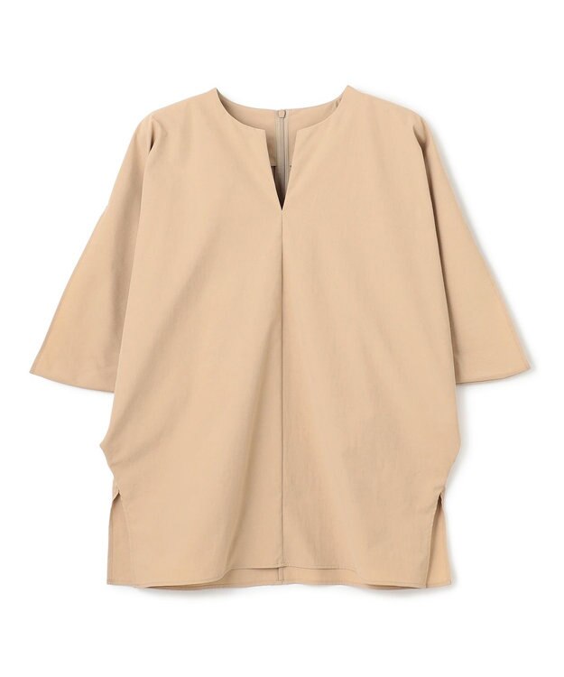 BEIGE， 【接触冷感/UVカット/洗える・BAILA 8.9月合併号掲載】YANN / Vスリットプルオーバーブラウス Beige