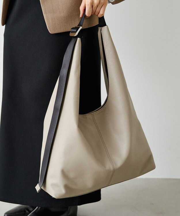 russet レザーホーボーバッグ L(CE-1654) GrayBeige