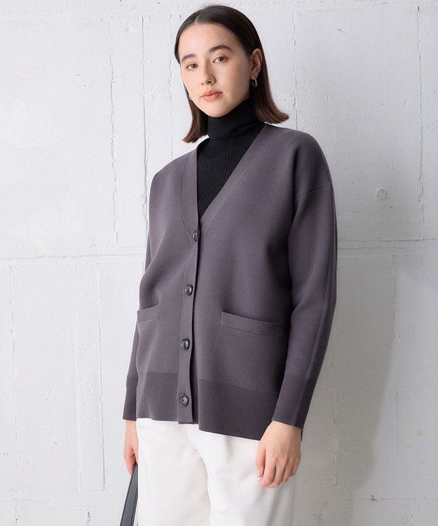 UNFILO スポンジニット カーディガン [NEW]チャコール