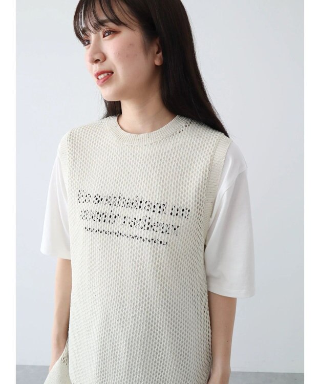 Green Parks ５分袖フロッキーロゴプリントＴＥＥ Off White