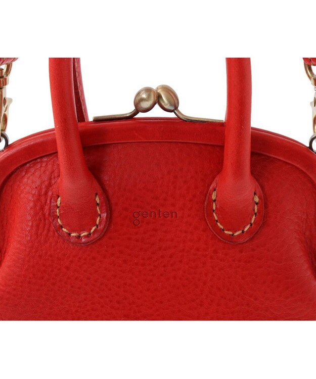 genten ミネルヴァキッコ 口金ショルダーバッグ アカ