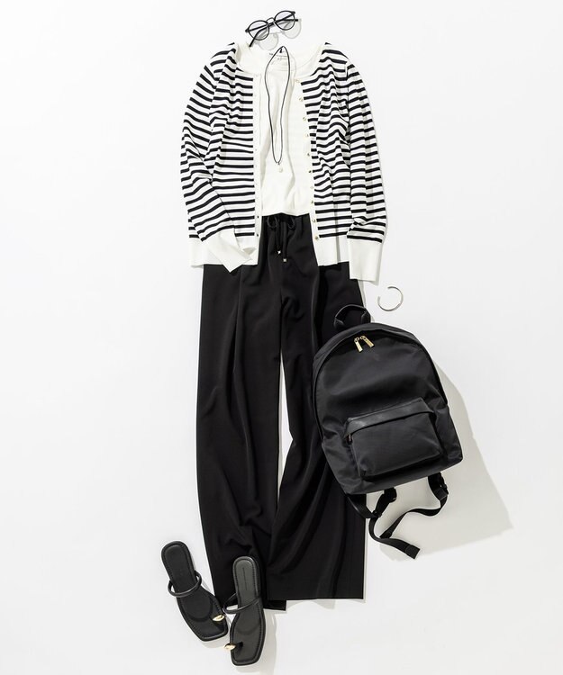 23区 L 【WEB限定/洗える】2WAYストレッチツイル ワイドパンツ ブラック系