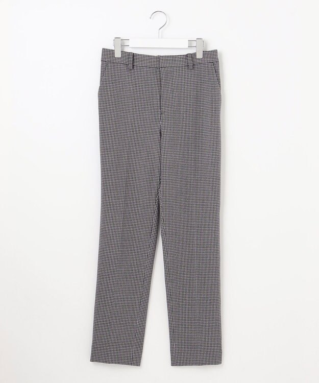 自由区 【洗える/撥水加工】TRギャバ チェック テーパードパンツ グレー系3