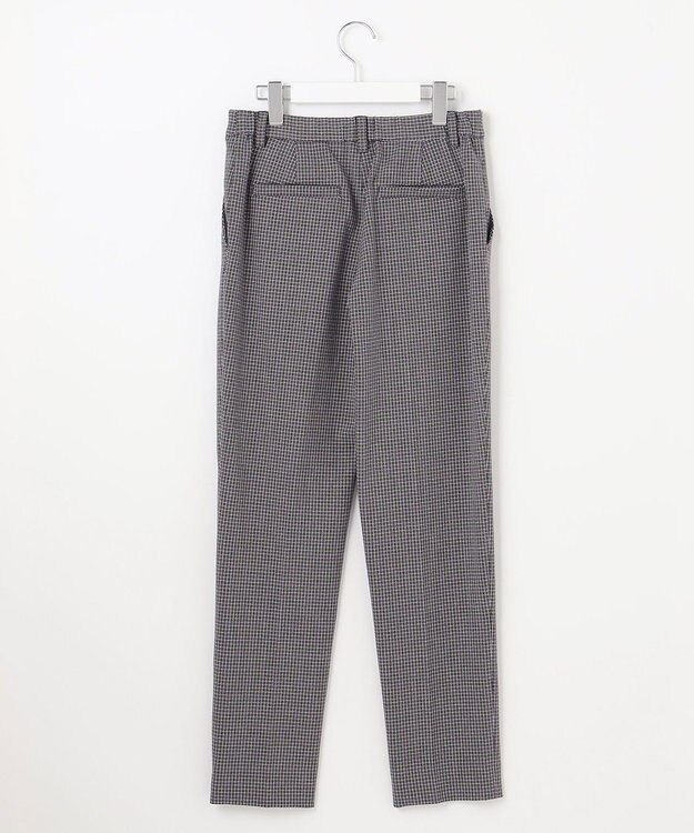 自由区 【洗える/撥水加工】TRギャバ チェック テーパードパンツ グレー系3