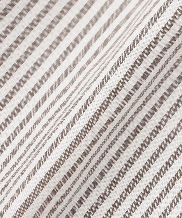 J.PRESS LADIES L リネンMIX ストライプ フレア スカート ブラウンストライプ系