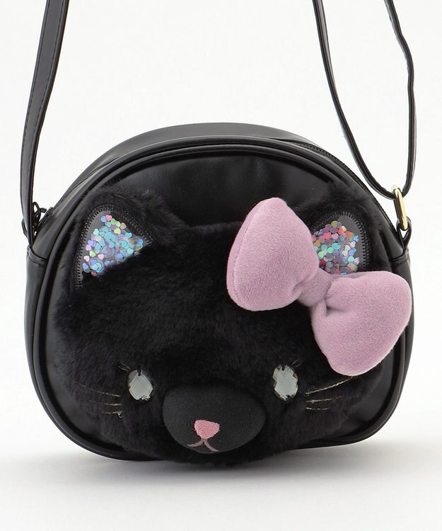 ANY KIDS ふわふわネコポシェット ブラック