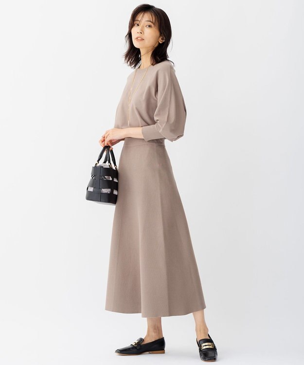 23区 S ヴィスコースストレッチ フレア スカート モカ