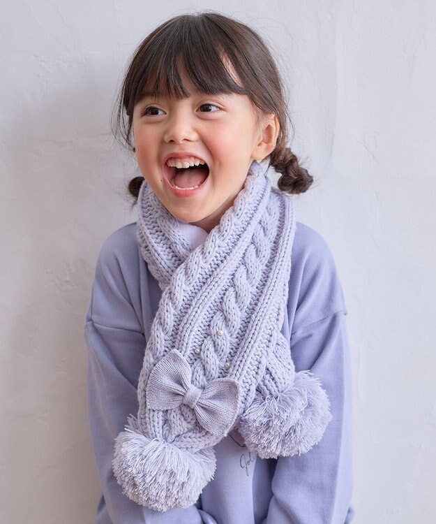 ポンポン付き ケーブル マフラー / ANY KIDS | ファッション通販