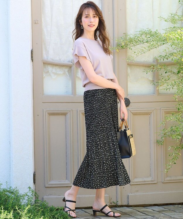 ANY SIS L 【美人百花6月号掲載】フレンチスリーブニット Tシャツ ローズグレー