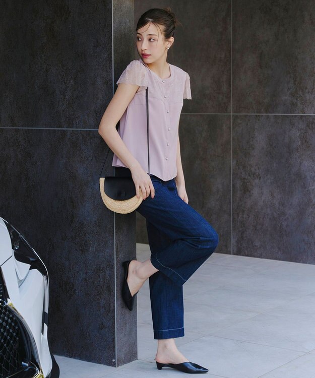 Tiaclasse ラフィアショルダーバッグ ブラック