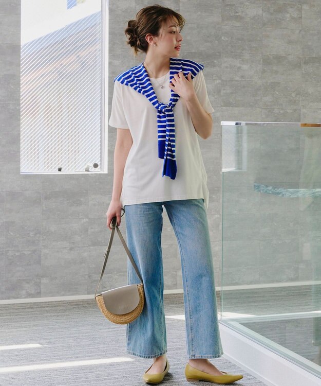 Tiaclasse ラフィアショルダーバッグ グレージュ