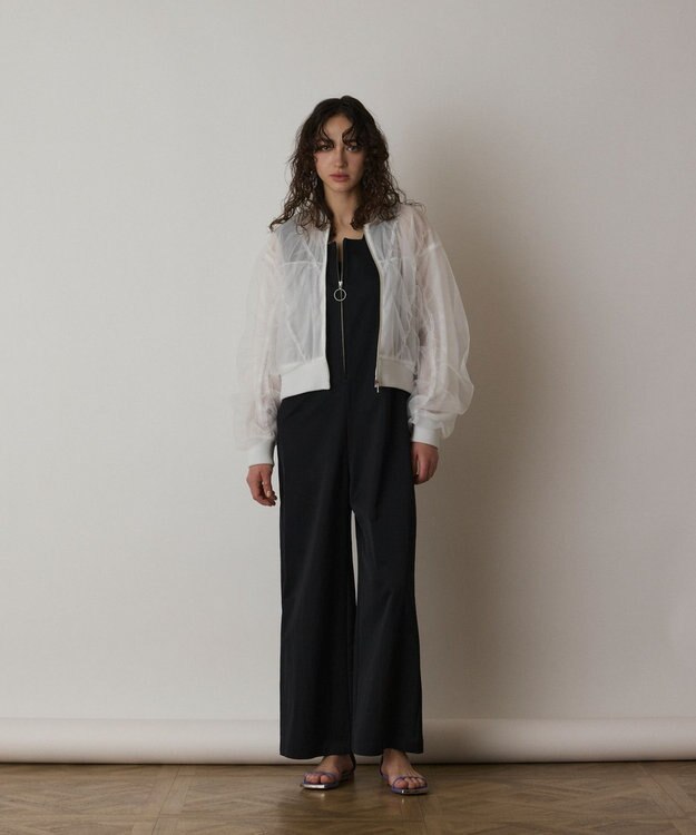 GRACE CONTINENTAL チュールギャザーブルゾン ホワイト