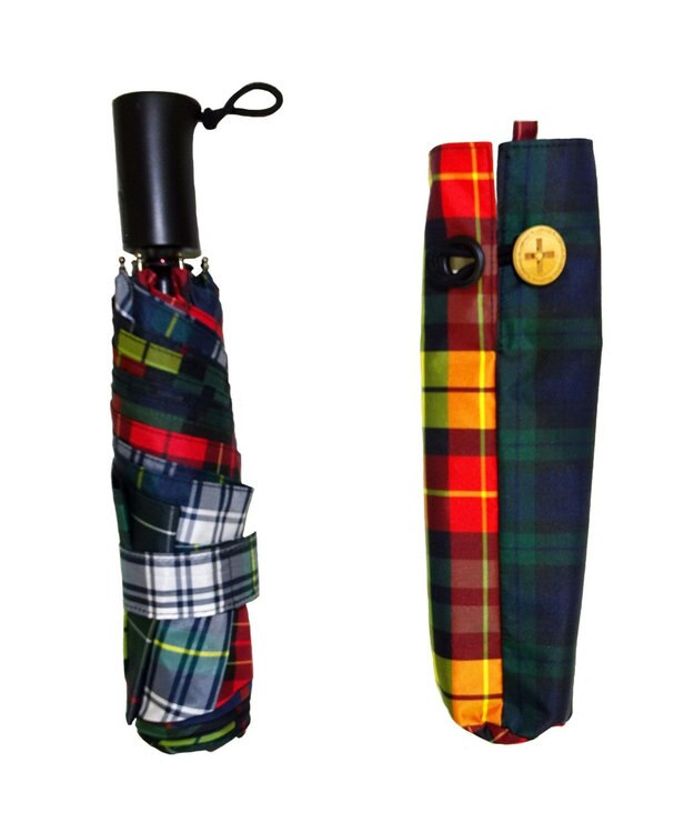 +RING 【簡単/便利】【UVカット90%以上】プラスリング UNISEX 自動開閉式 折傘58cm CHK T1179 マルチカラー