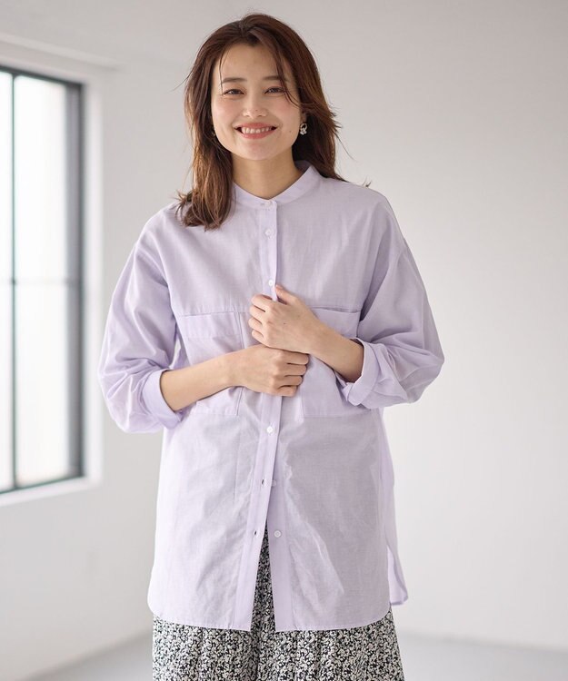ANY コットンリネンシャツ パープル