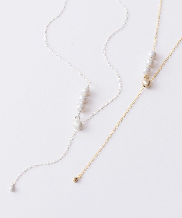 Pisceans 3ドロップパールスライドネックレス マットシルバー