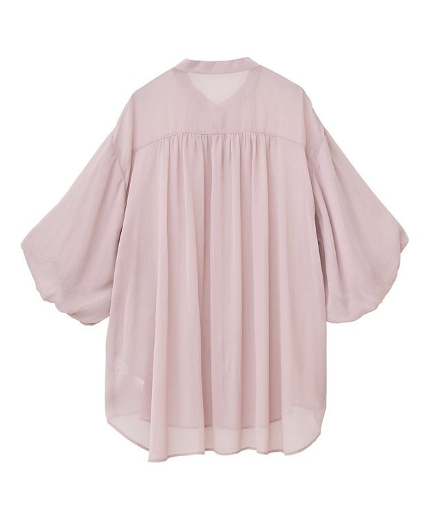 earth music&ecology バルーンスリーブシアーシャツ Pink