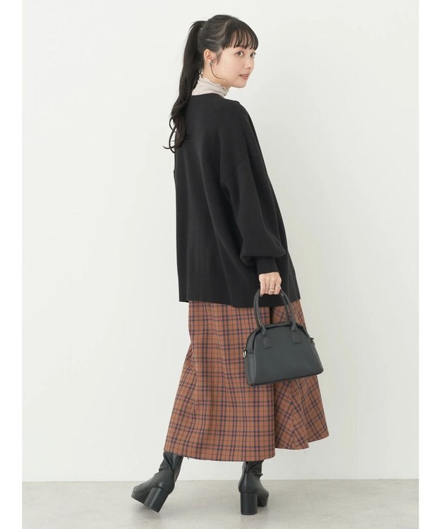 earth music&ecology チェックフレアスカート Check Brown