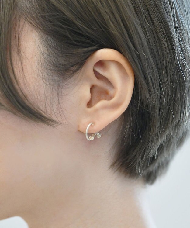 Pisceans 2wayドロップパールフープイヤリング マットシルバー