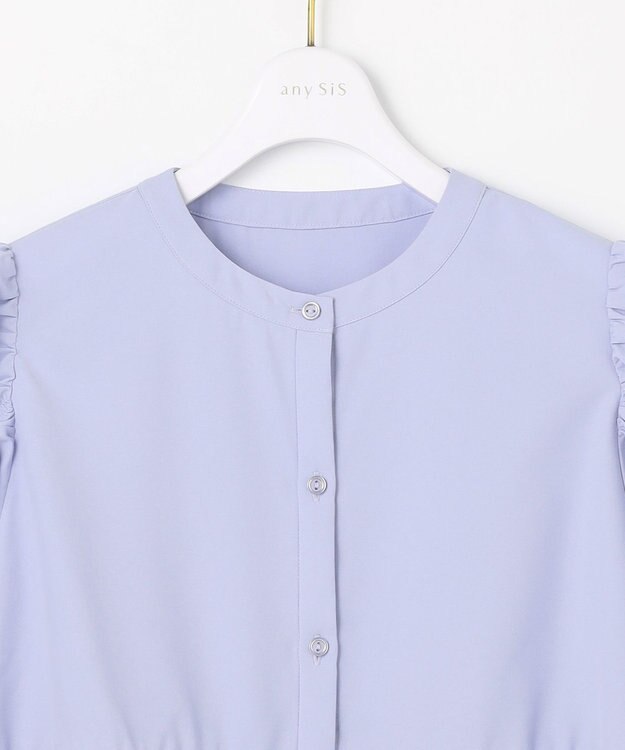 ANY SIS 【洗える】ギャザースリーブ ブラウス ライトブルー