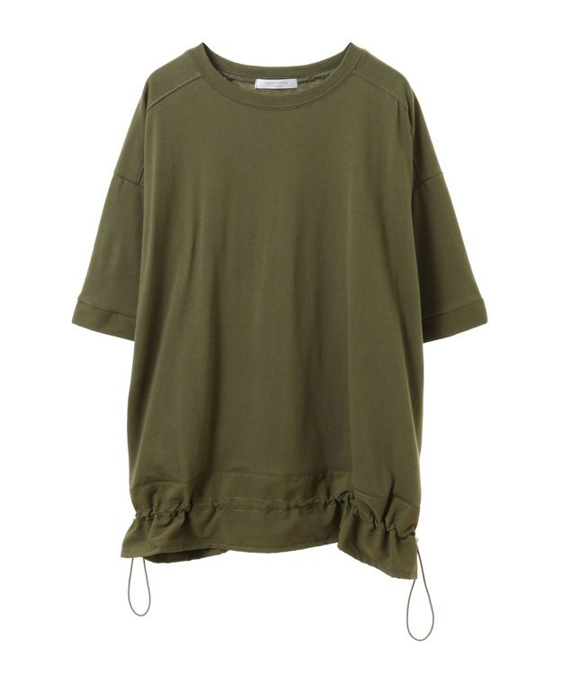 Green Parks 裾ドロスト５分袖ドッキングチュニック Khaki