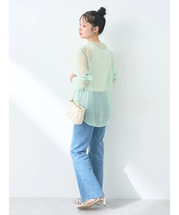 earth music&ecology シアーハイネックシャツ Light Green