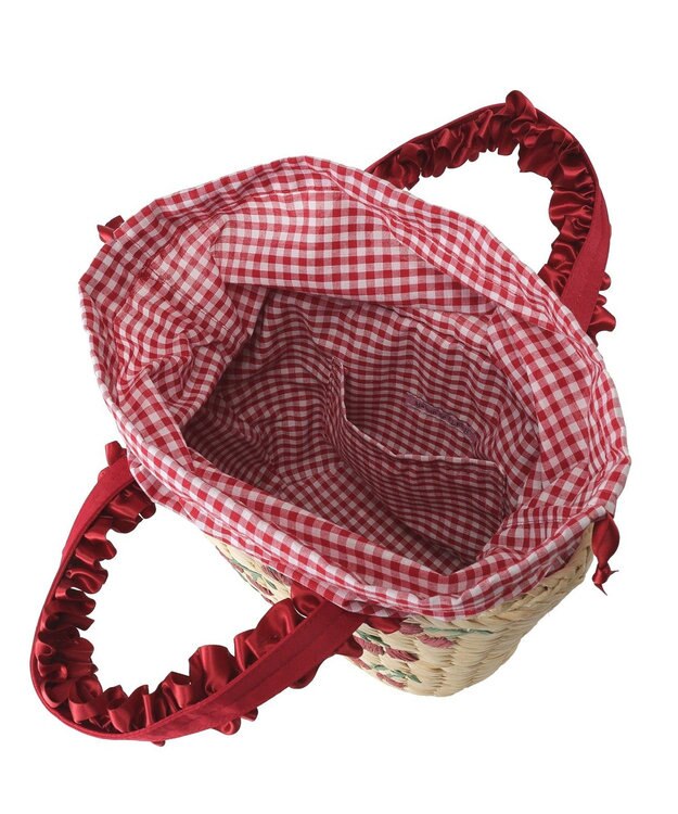 Maison de FLEUR チェリー刺繍メイズカゴバッグ Red