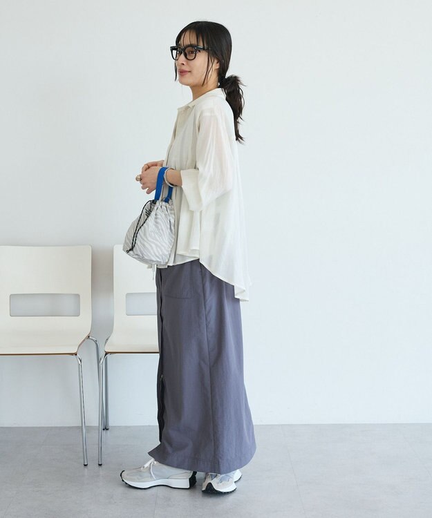 CRAFT STANDARD BOUTIQUE ナイロンダブルウエストIラインスカート Gray