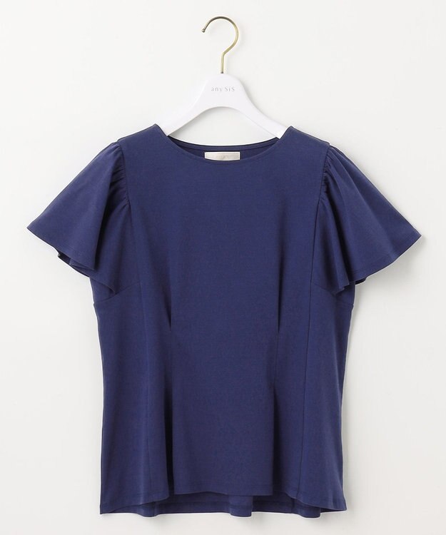 ANY SIS 【接触冷感】美人 フリルスリーブ カットソー ダークブルー