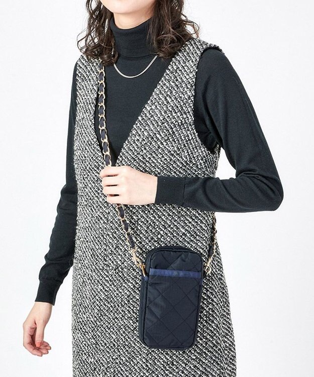 LeSportsac CHAIN MINI PHONE CRSBDY/ディープシーブルーキルト ディープシーブルーキルト