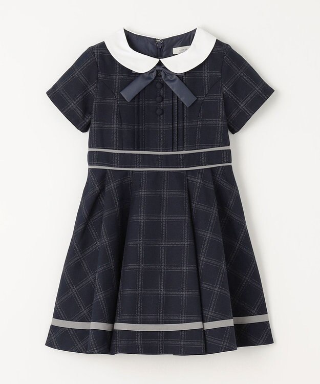 ANY KIDS ボレロ付き ワンピース グレー×ネイビーチェック