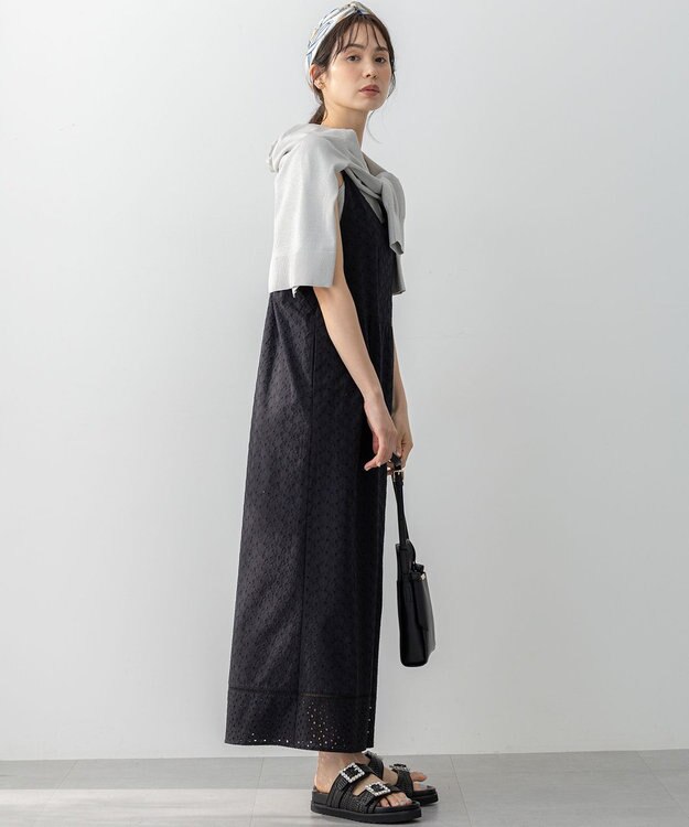 組曲 【WEB限定】エンブロイダリーレースサロペット ブラック系