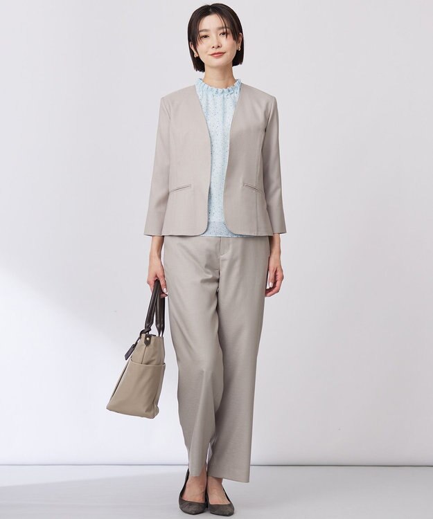 J.PRESS LADIES 【セットアップ対応・洗える・UV加工・吸水速乾】OXIJEWELストレッチ ストレート パンツ ベージュ系