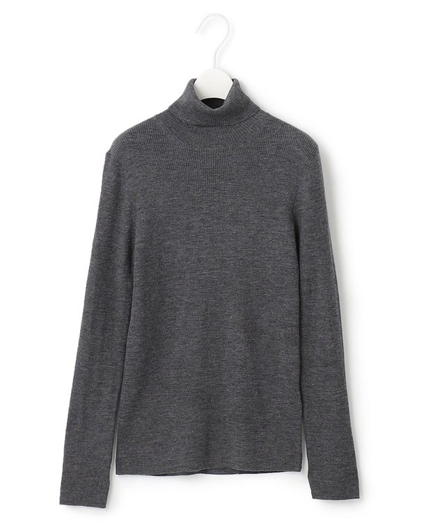 ICB 【洗える】エクストラファインメリノリブ タートルネックニット ミディアムグレー系
