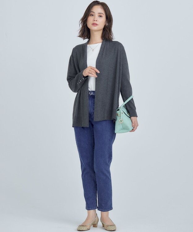 組曲 S 【WEB限定】セミウーステッド ニットカーディガン チャコールグレー系