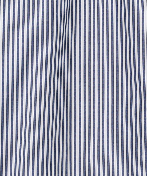 J.PRESS LADIES 【洗える】 コンパクトコットン ストライプ バンドカラー ブラウス ネイビー系1