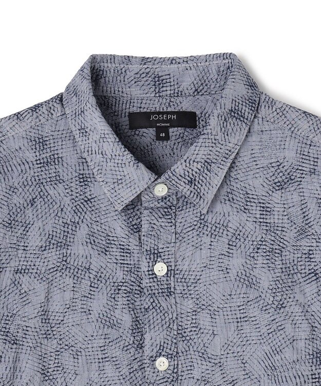 JOSEPH HOMME 【新型】アブストラクトジャガードストレッチ 　レギュラーカラー半袖シャツ スカイブルー系